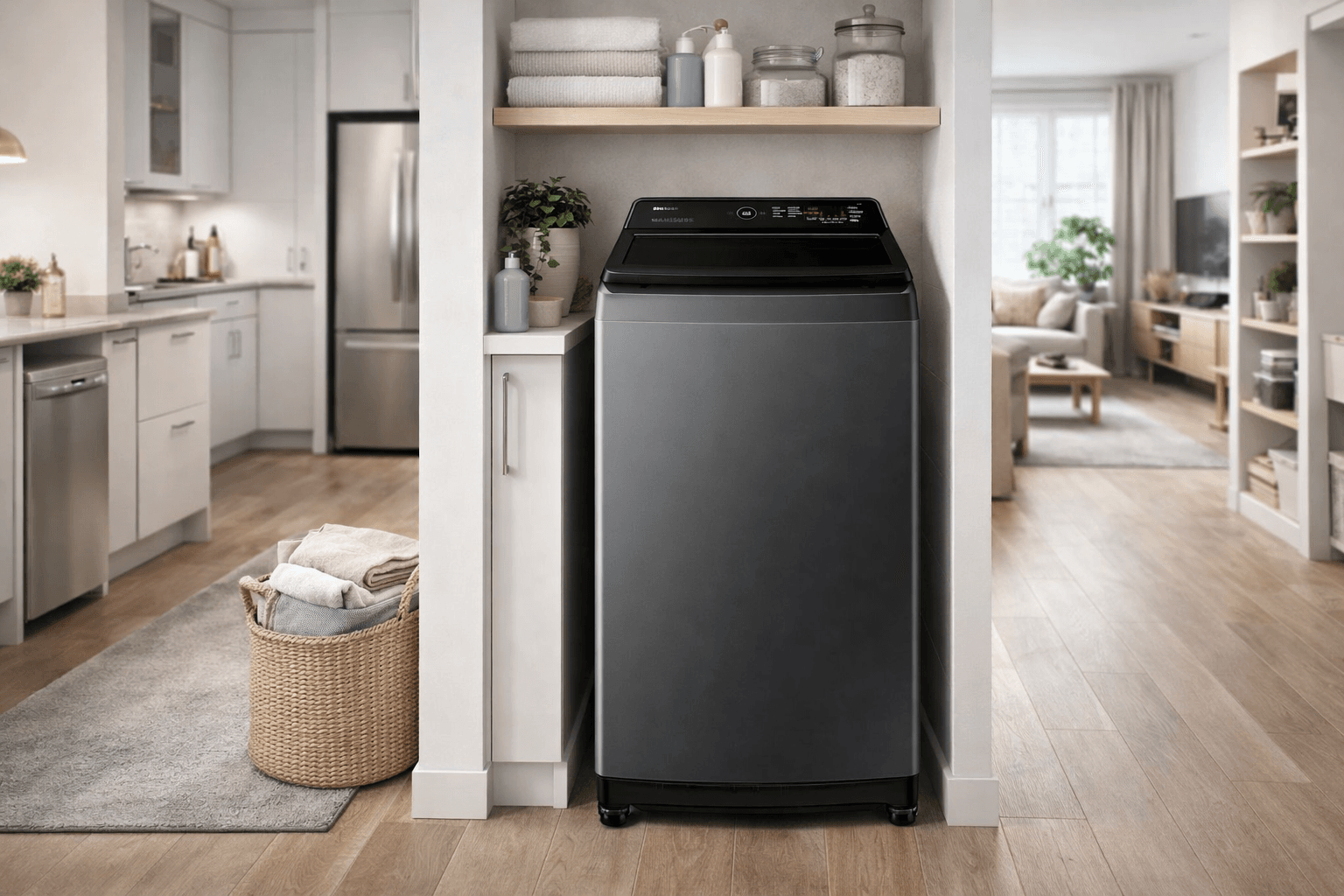 Lavadora Samsung EcoBubble 42 libras negra Guatemala